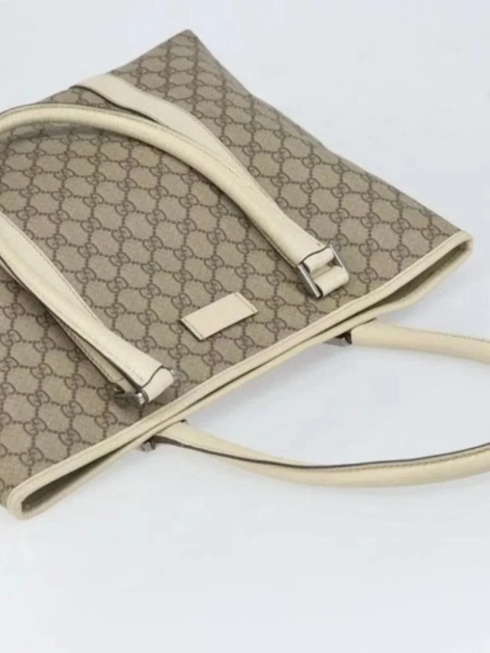 Gucci Beige Monogram Canvas Tote with Cream Leather Trim